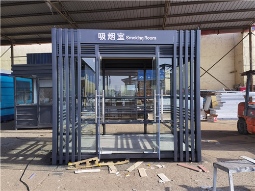 衢州内蒙古工厂吸烟亭玻璃吸烟室完工